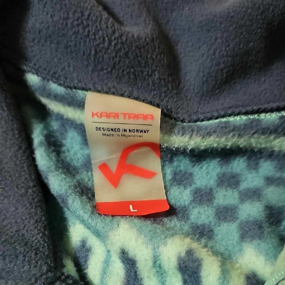 Kari Traa Nordic Print Full Zip Jacket Women’s Large Blue Teal Athletic Fleece - Picture 3 of 13